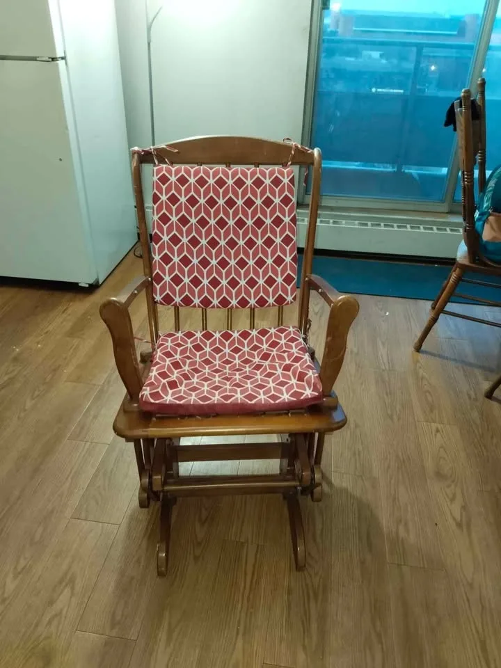 Wooden Glider Rocker with Cushions