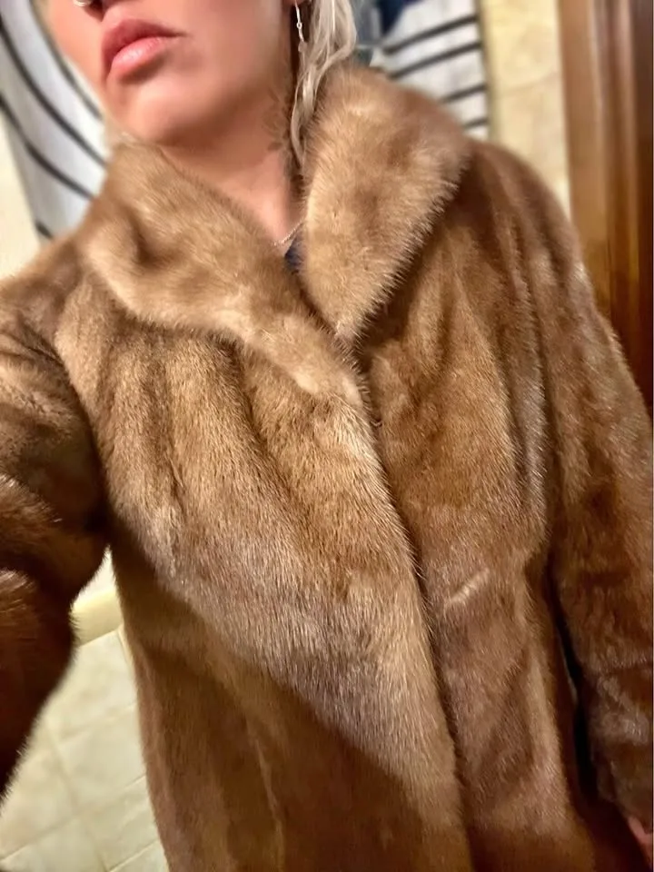 SAGA MINK COAT, BEAUTIFUL DARK BROWN - Size M