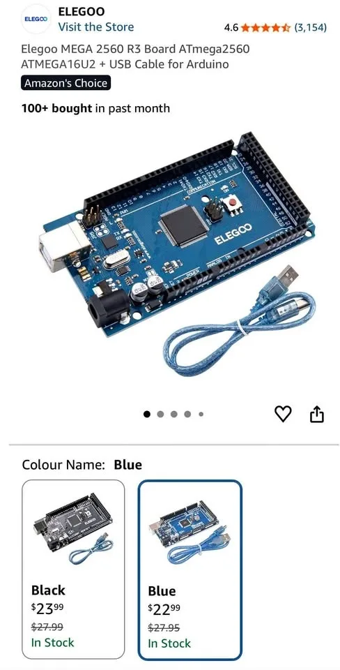 Elegoo MEGA 2560 R3 Board + USB Cable for Arduino