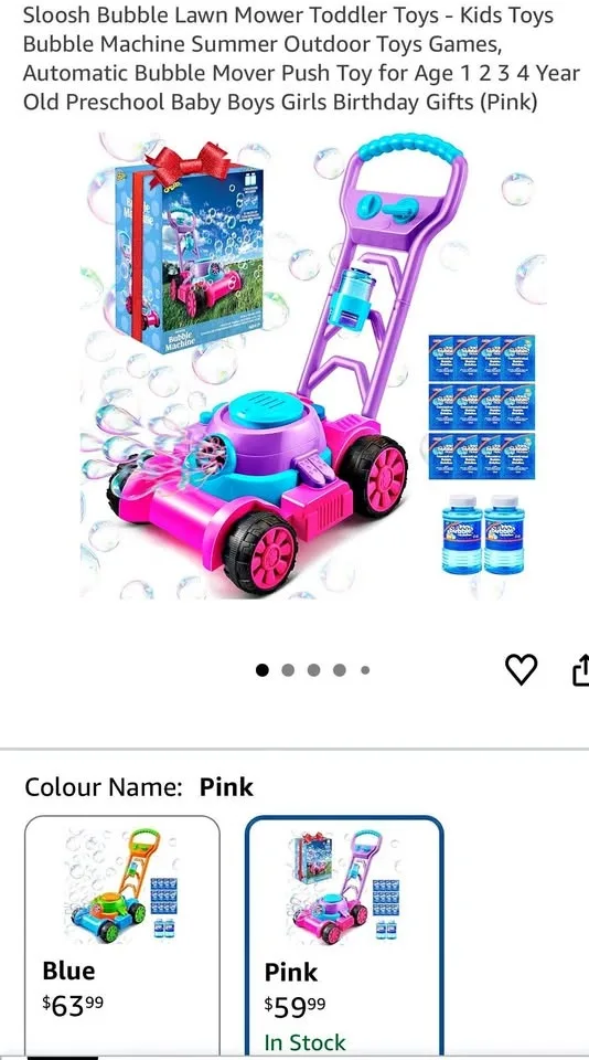 Open box Sloosh Bubble Lawn Mower Toddler Toys