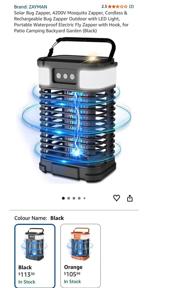 New 4200V Solar Bug Zapper, Cordless & Rechargeable