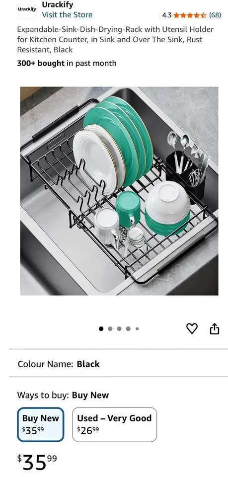 New Urackify Expandable Sink Dish Drying Rack - Black