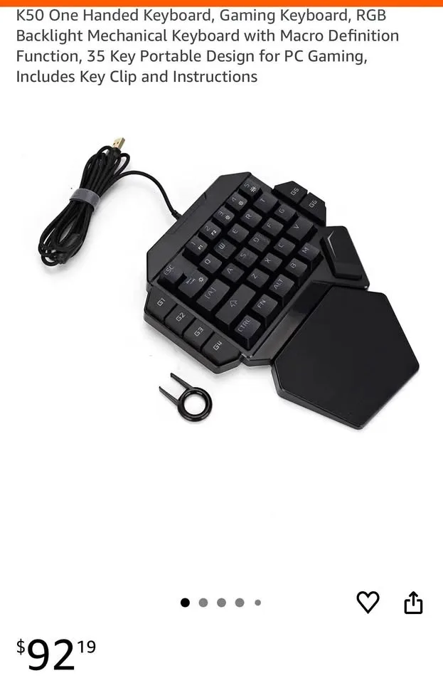 New K50 One Handed Keyboard, Gaming Keyboard, RGB Backlight