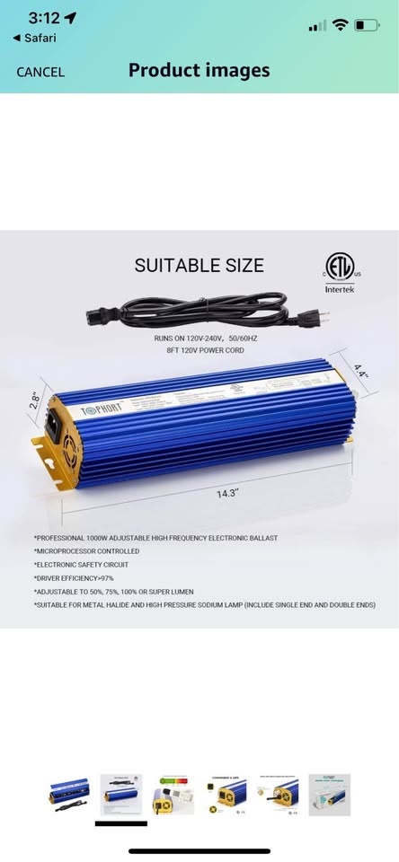 TOPHORT 1000 Watts Digital Dimmable Electronic Ballast - photo 2