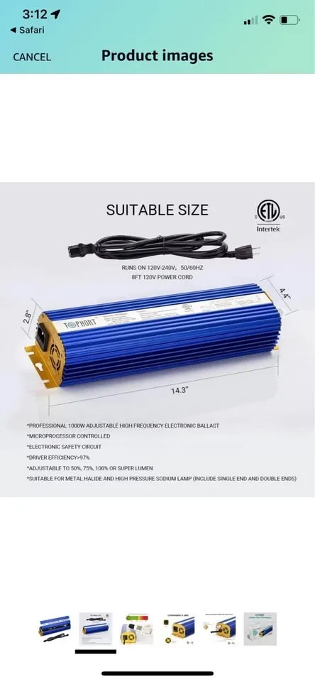 TOPHORT 1000 Watts Digital Dimmable Electronic Ballast image indicator(2)