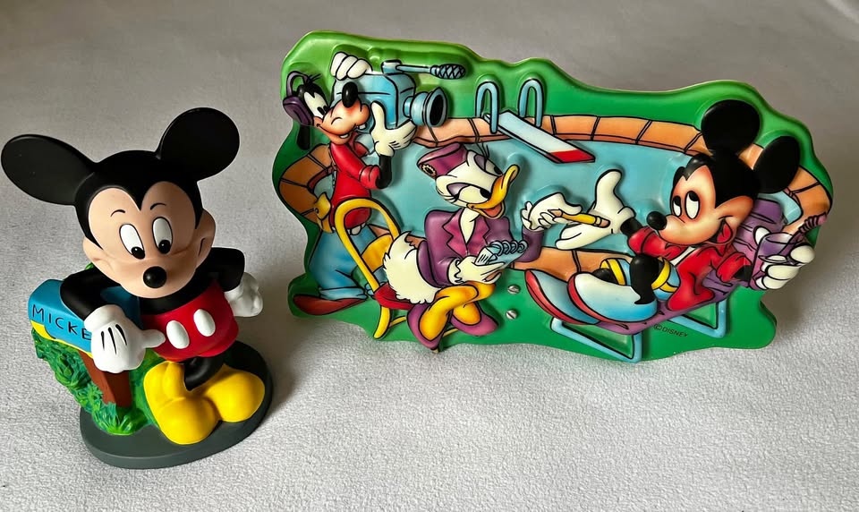 Disney night light and Mickey Mouse bank