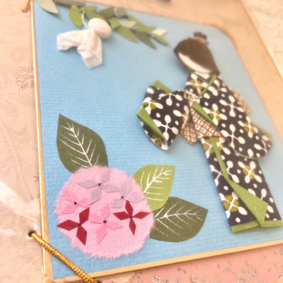 ☔️Japanese Origami Washi Paper Art on Shikishi Board - photo 3