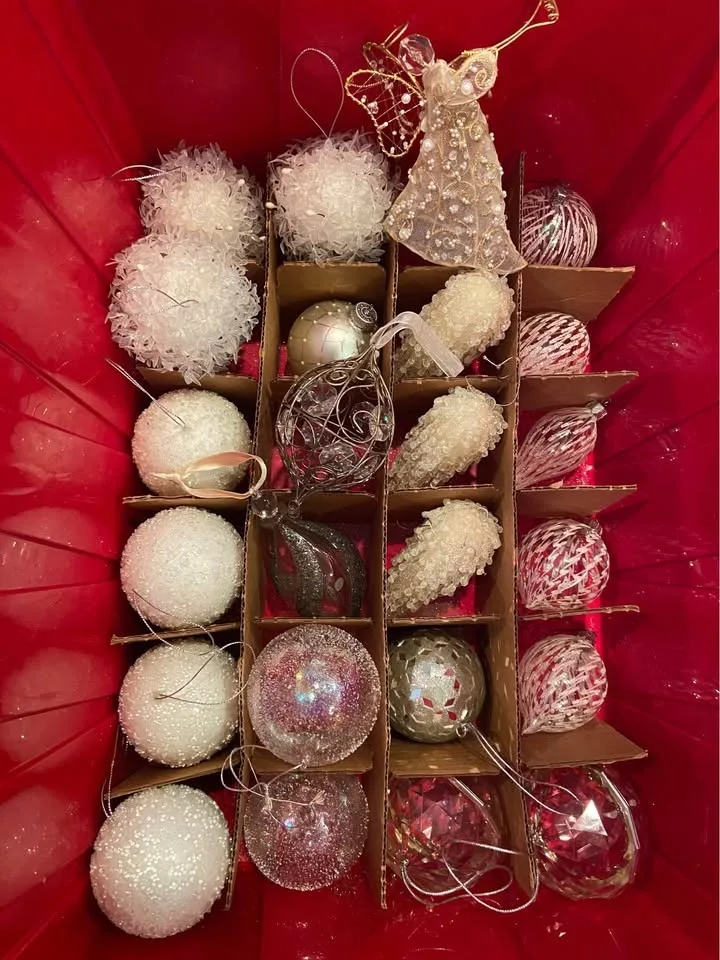 Huge lot of Christmas Ornaments, 152 Total, in XMas Tote image indicator(9)