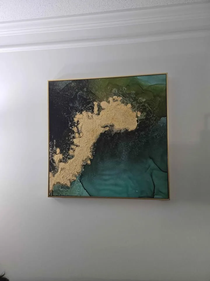 Painting Green blue gold; with gold frame image indicator(2)