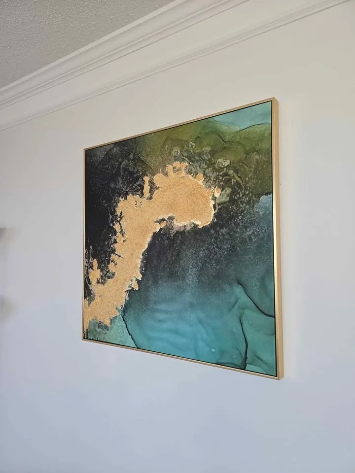 Painting Green blue gold; with gold frame image indicator(3)