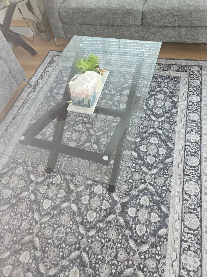 Coffee Table, glass top with sturdy wood legs image indicator(3)