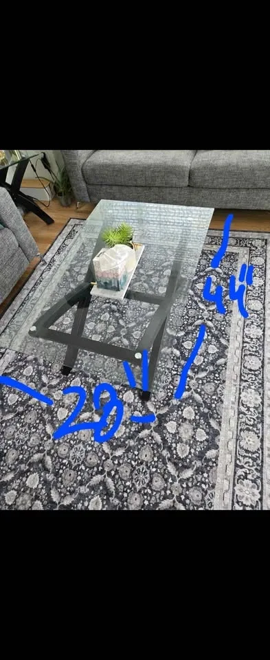 Coffee Table, glass top with sturdy wood legs image indicator(5)