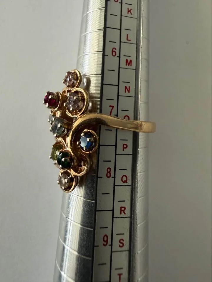 14 K gold ring with stones image indicator(2)