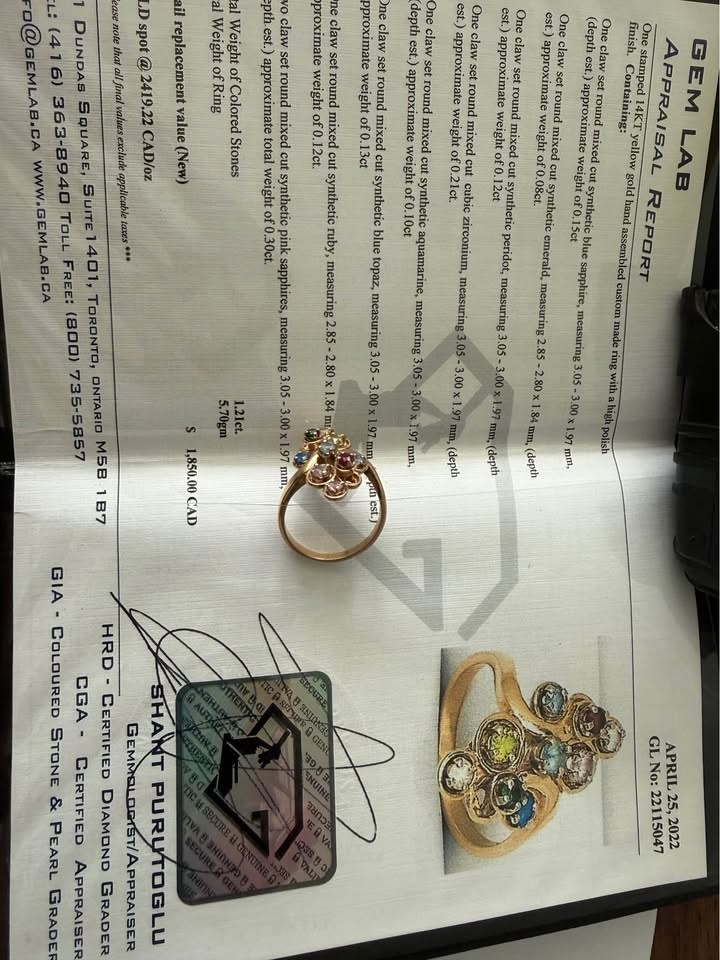 14 K gold ring with stones - photo 3
