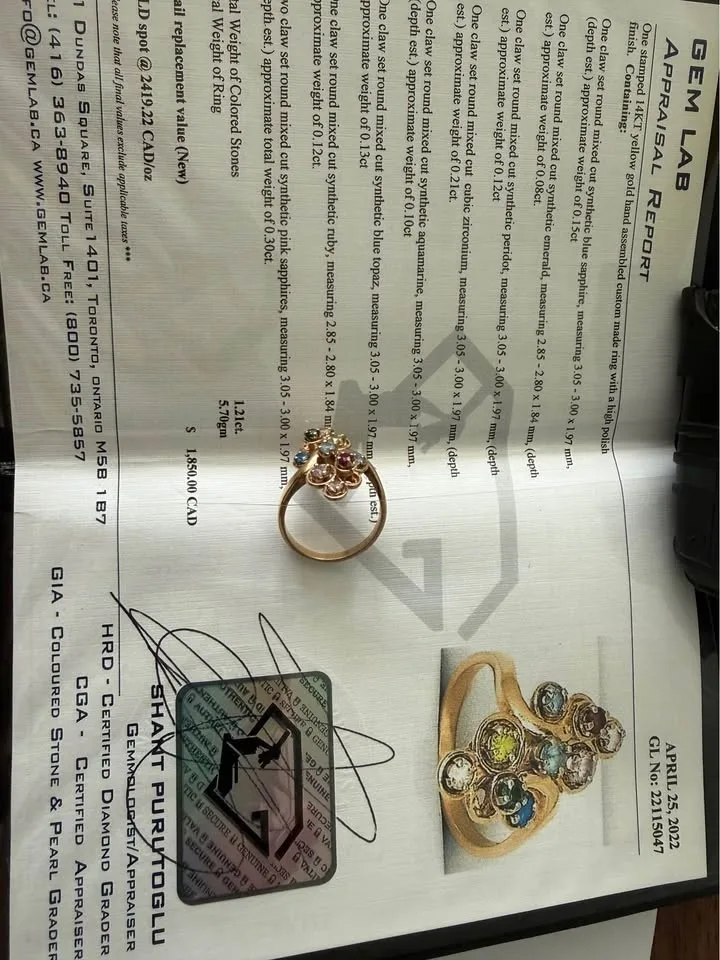 14 K gold ring with stones image indicator(3)