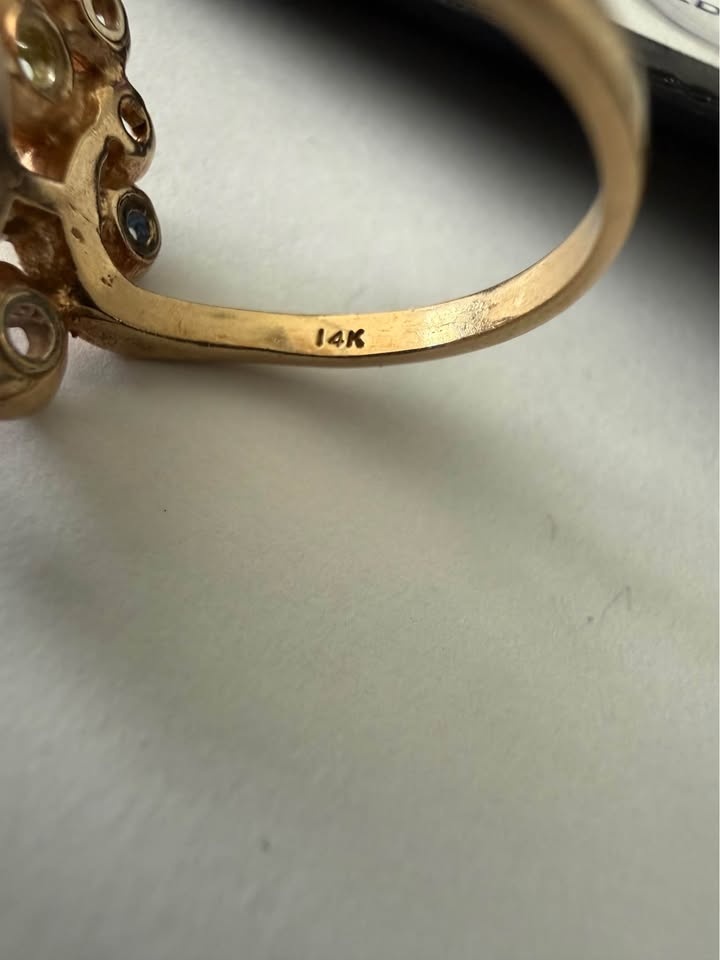 14 K gold ring with stones - photo 4