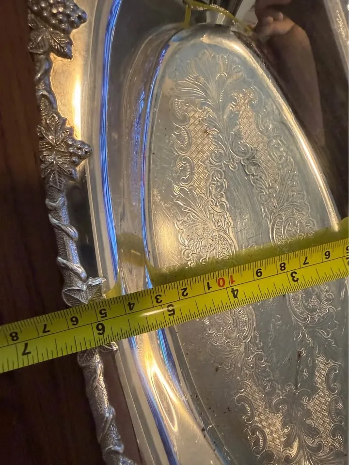 Norman Old English Silver Plated On Copper Tray image indicator(3)