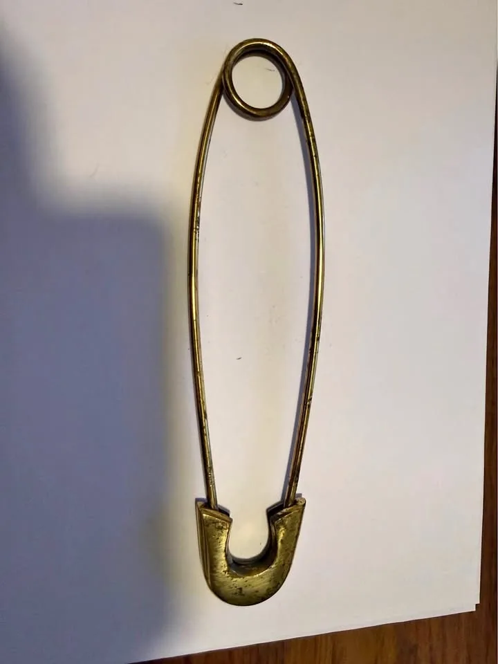 CARL AUBOCK Vintage Large SAFETY PIN Brass Paperclip