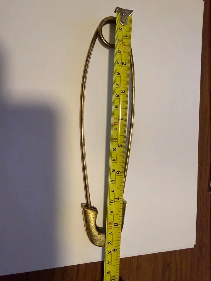 CARL AUBOCK Vintage Large SAFETY PIN Brass Paperclip image indicator(3)
