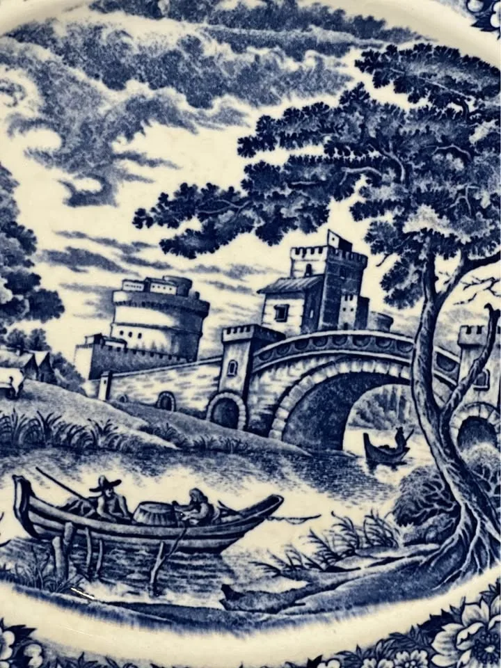 Vintage Japanese Oval Platter Blue & White 11 X 13.5 Pre-owned image indicator(3)