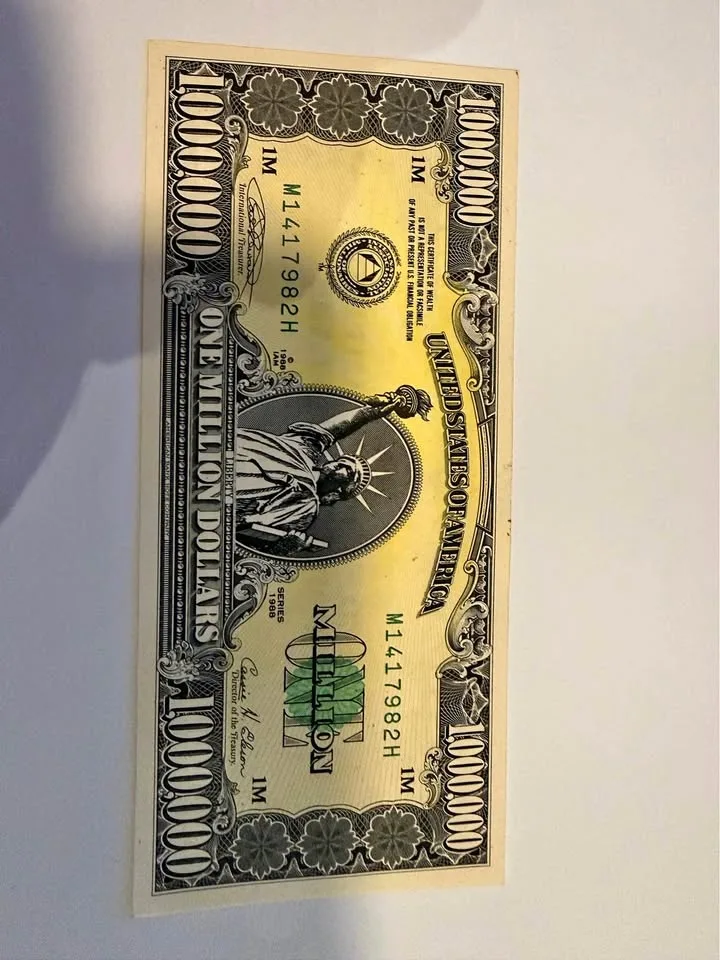 Million Dollar Bill - Vintage 1988 - Mint Condition