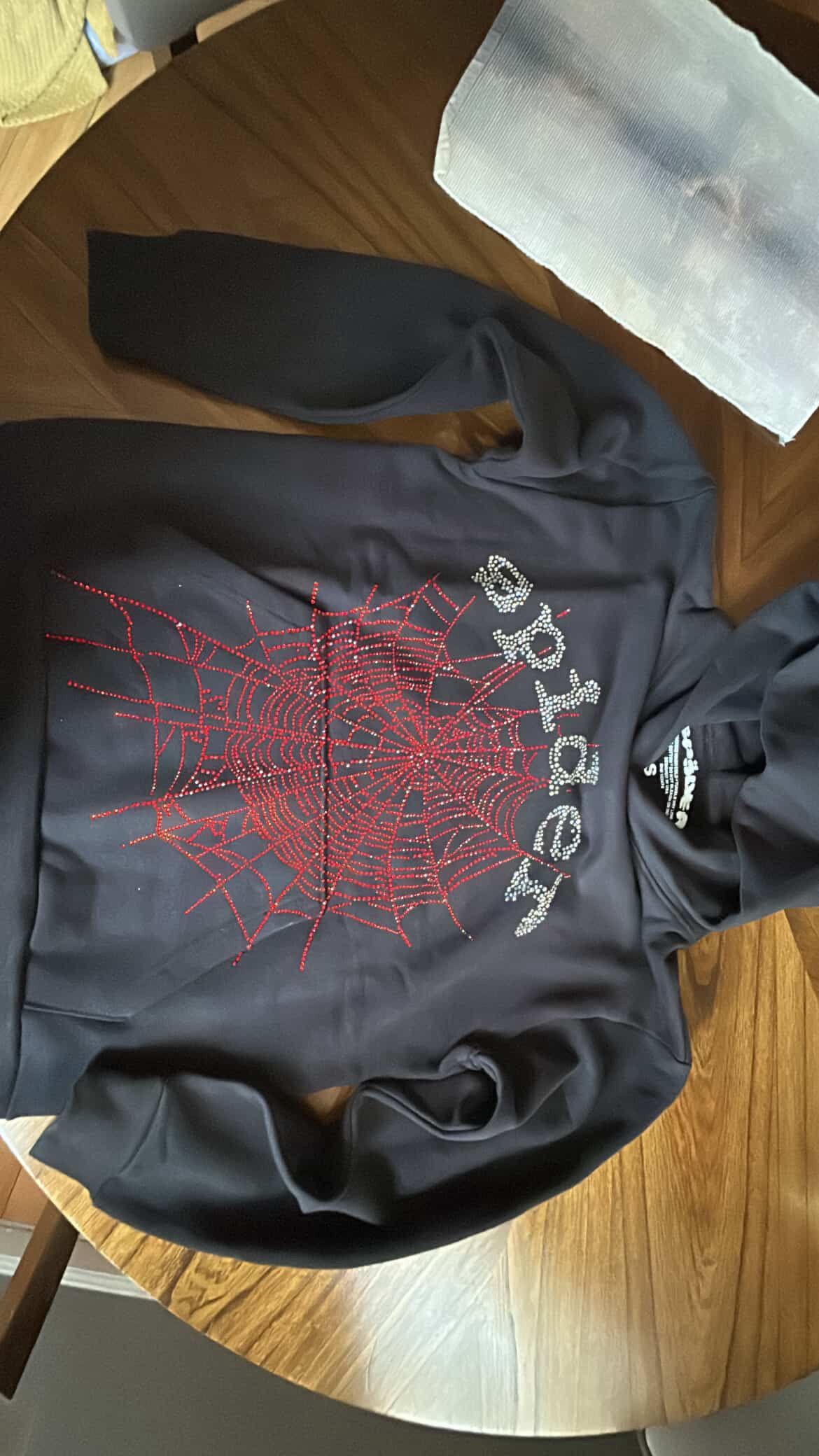 Sp5der Rhinestone small Hoodie V1