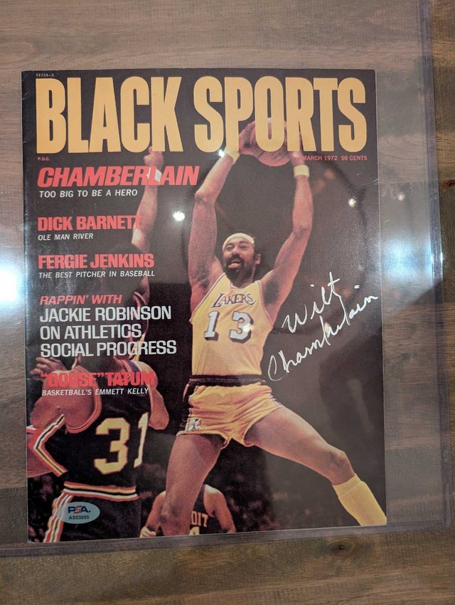 Wilt Chamberlain Signed "Black Sports" 1972 Magazine PSA LOA