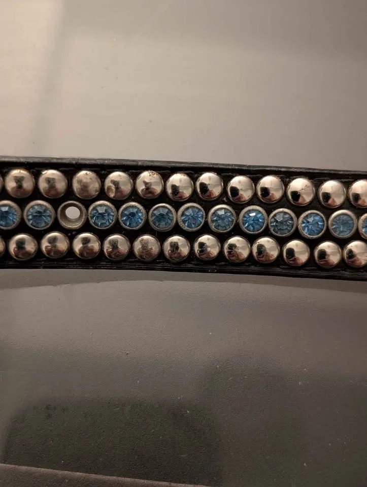 Leather dog collar with Swarovski crystals image indicator(2)