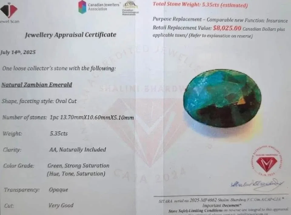 Loose emerald stone 8k appraisal