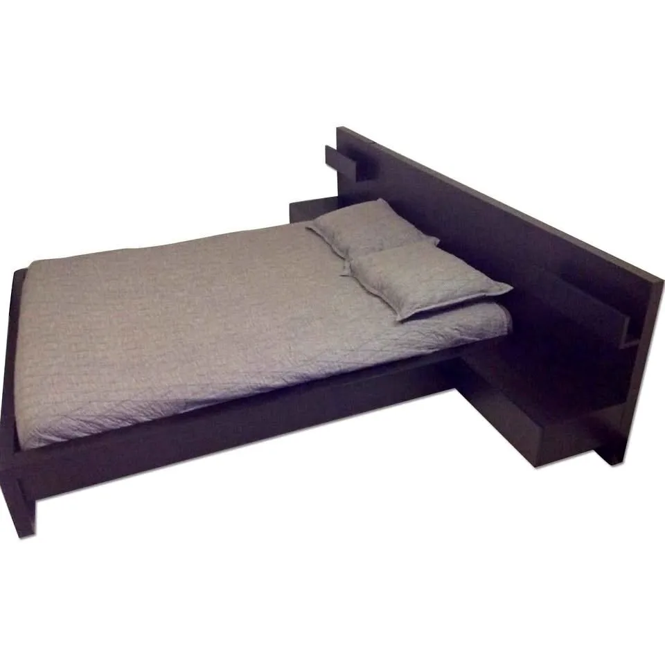 Queen bed frame with side tables