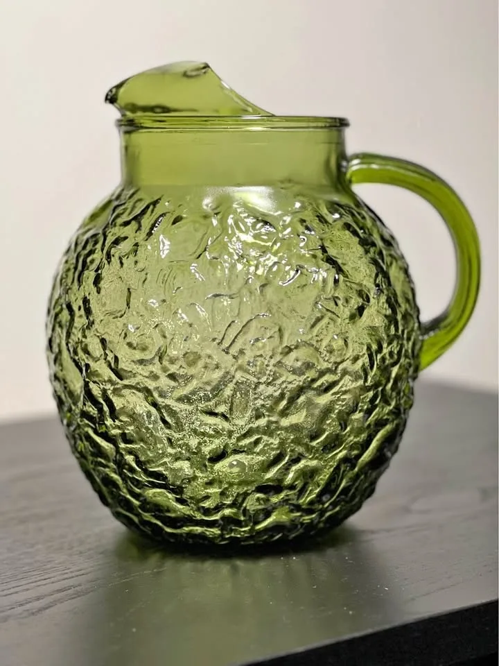 Vintage Anchor Hocking Milano/Lido Green Ball 9” Pitcher