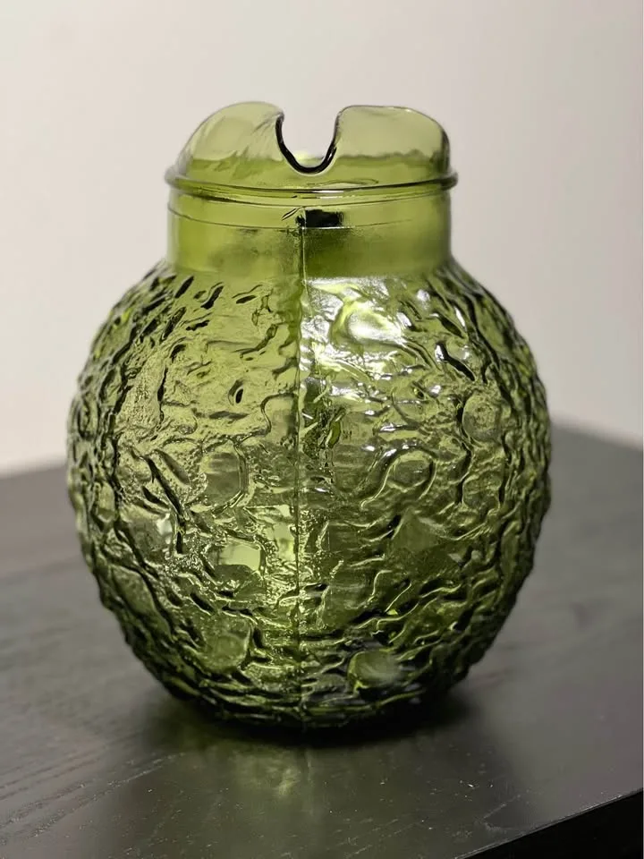 Vintage Anchor Hocking Milano/Lido Green Ball 9” Pitcher image indicator(2)