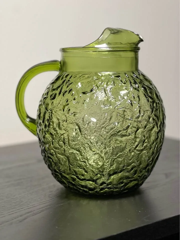 Vintage Anchor Hocking Milano/Lido Green Ball 9” Pitcher image indicator(3)