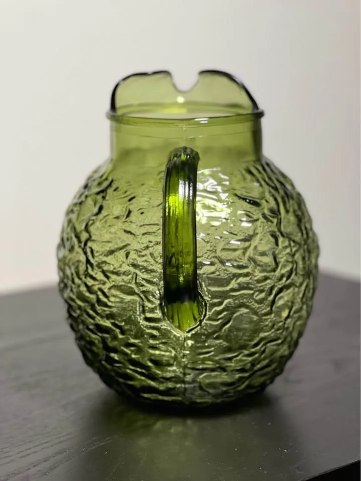 Vintage Anchor Hocking Milano/Lido Green Ball 9” Pitcher image indicator(4)