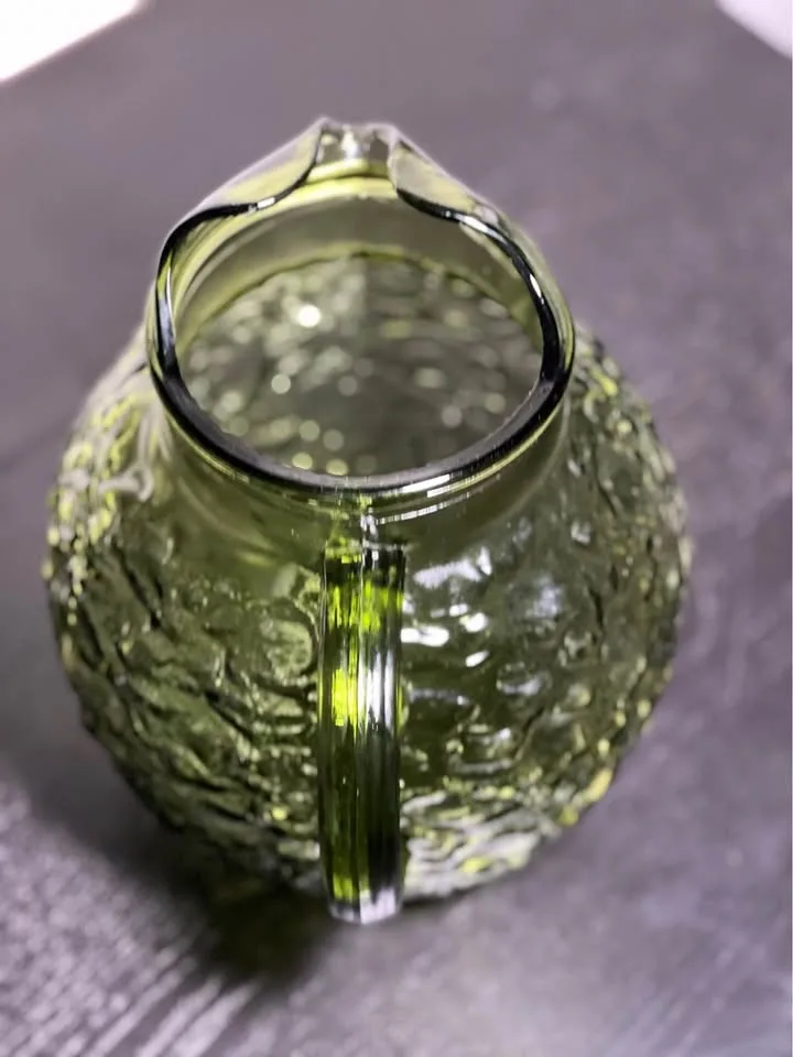 Vintage Anchor Hocking Milano/Lido Green Ball 9” Pitcher image indicator(5)