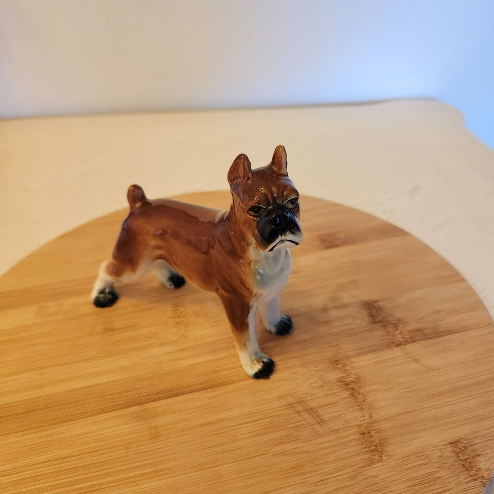 Brown and White Boxer Dog Figurine, Ornament - photo 2