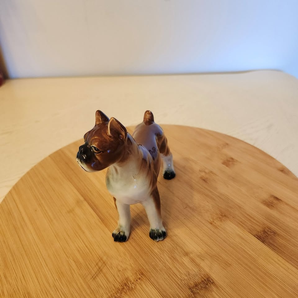 Brown and White Boxer Dog Figurine, Ornament - photo 3