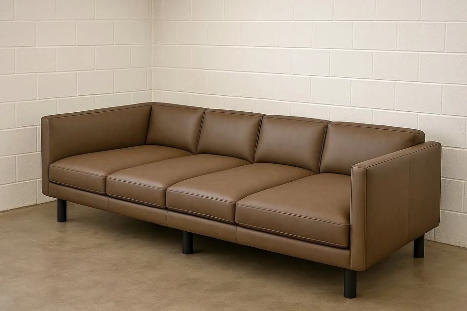 2pcs - Modern 4-Seat Brown Sofa – Approx 7 ft Wide, Heavy-Duty