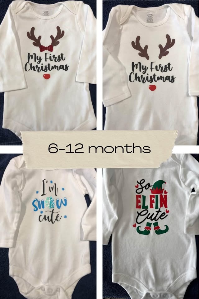 6 to 12 months and 12 to 18 month Christmas onesies - photo 2
