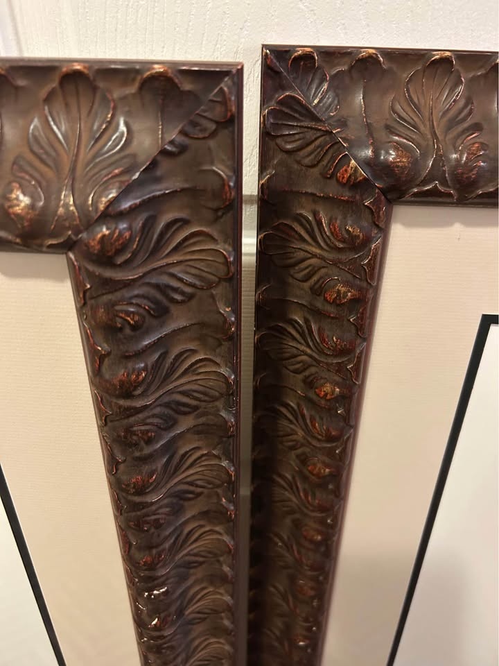 Pair of Large Ornate Picture Frames with Mats (45” x 28.5”) - photo 2