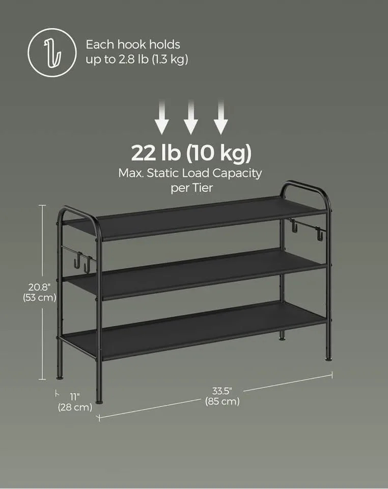 🖤 SONGMICS 3-Tier Shoe Rack – Holds Up to 15 Pairs image indicator(3)