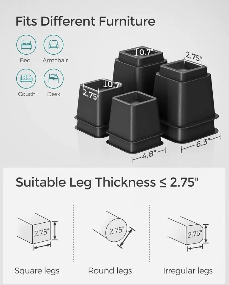 8 Heavy Duty Bed Lifts - Bed Risers - Brand New image indicator(5)