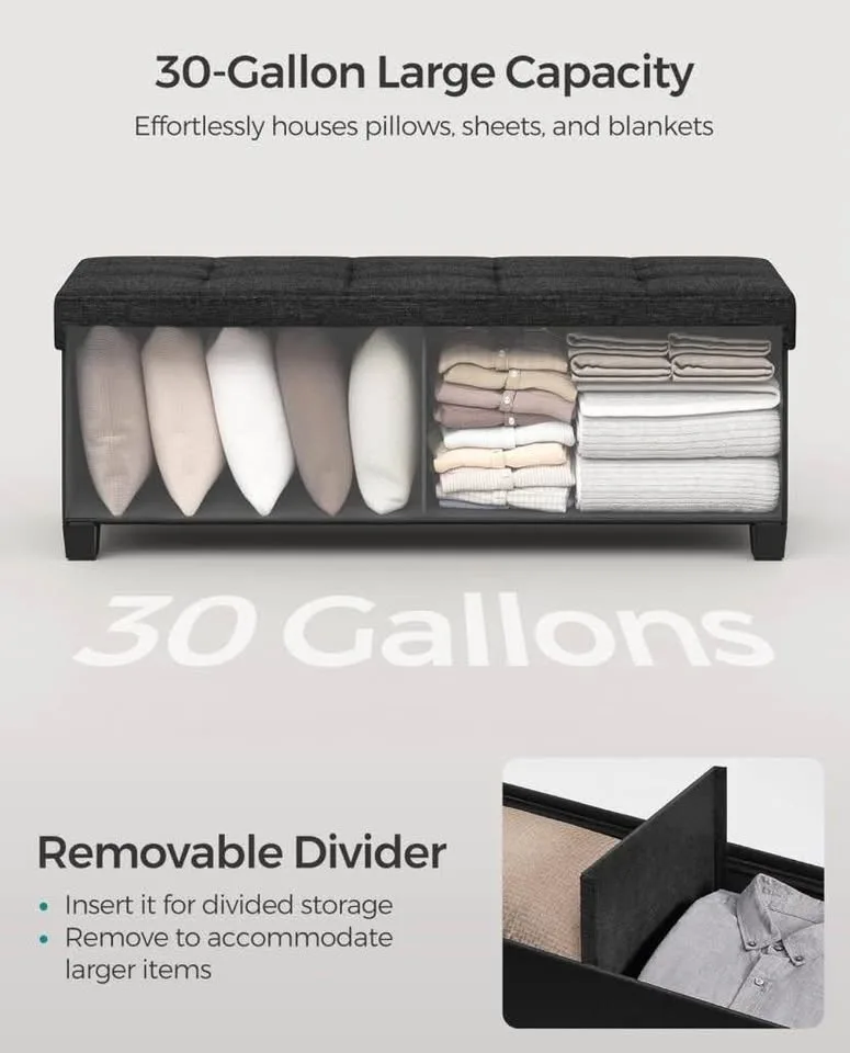 Black Folding Storage Ottoman with Legs image indicator(5)