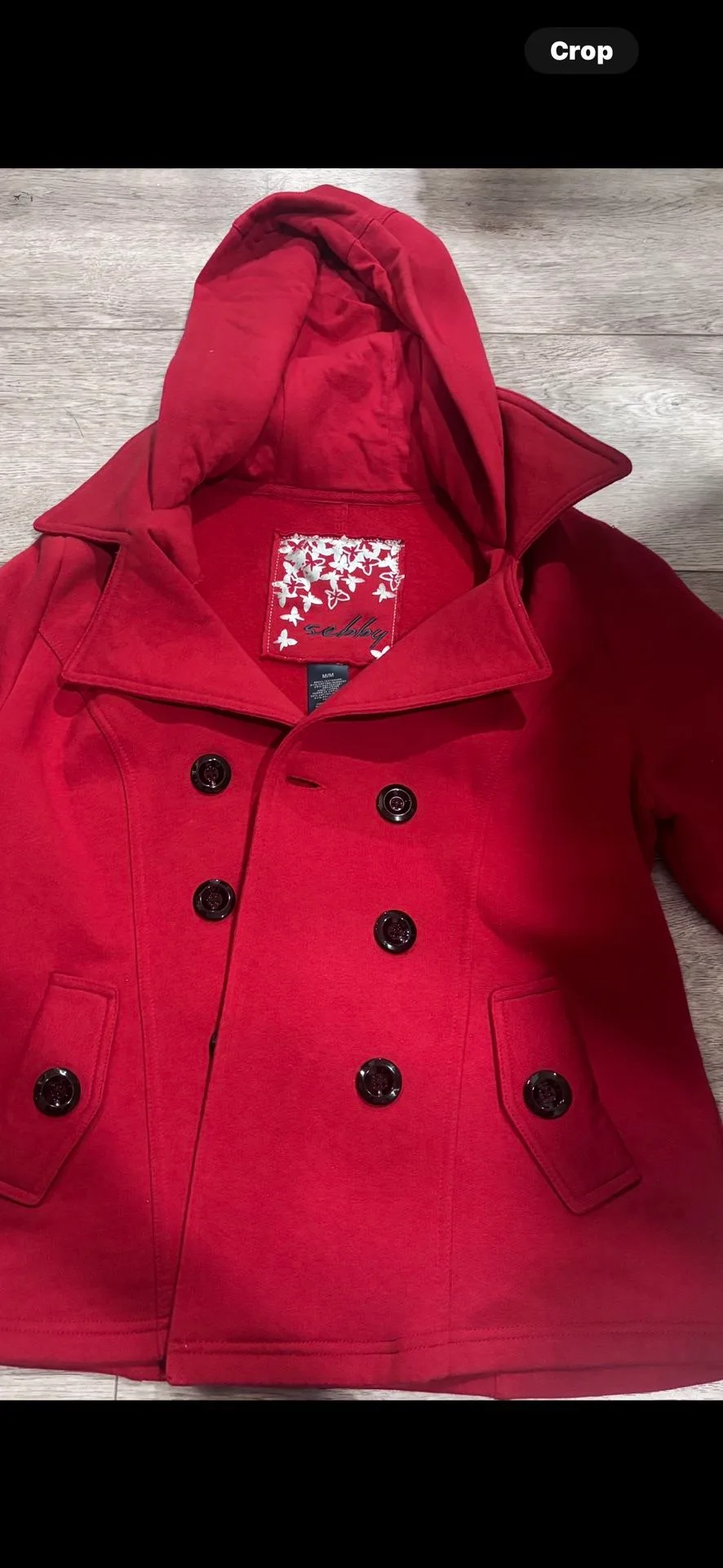Sebby Collection Women’s Red Hooded Peacoat – Size Medium image indicator(3)