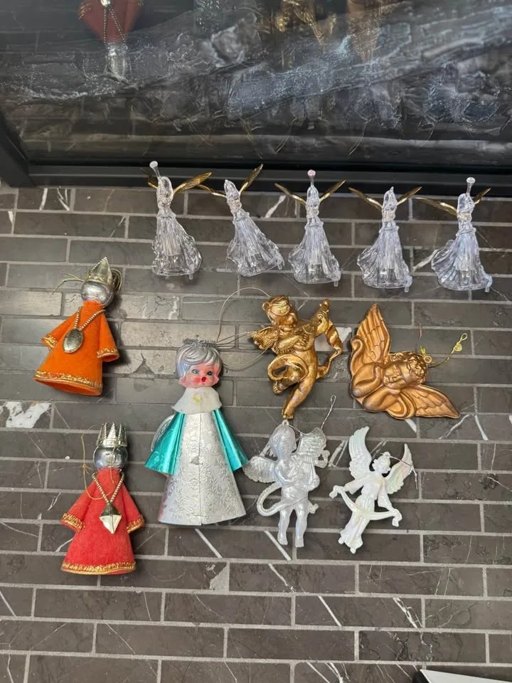 Lot of 13 Vintage Christmas Ornamens - Retro 1950s 1960s Angels
