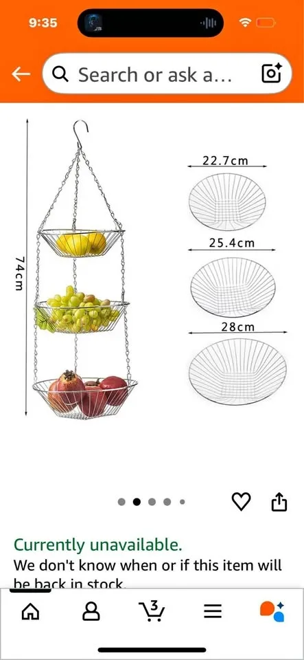 BRAND NEW - never used Metal 2 tier hanging basket