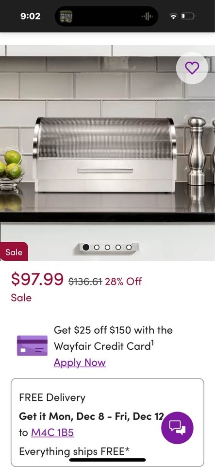 Beautiful 'OGGI' stainless steel bread box - photo 2