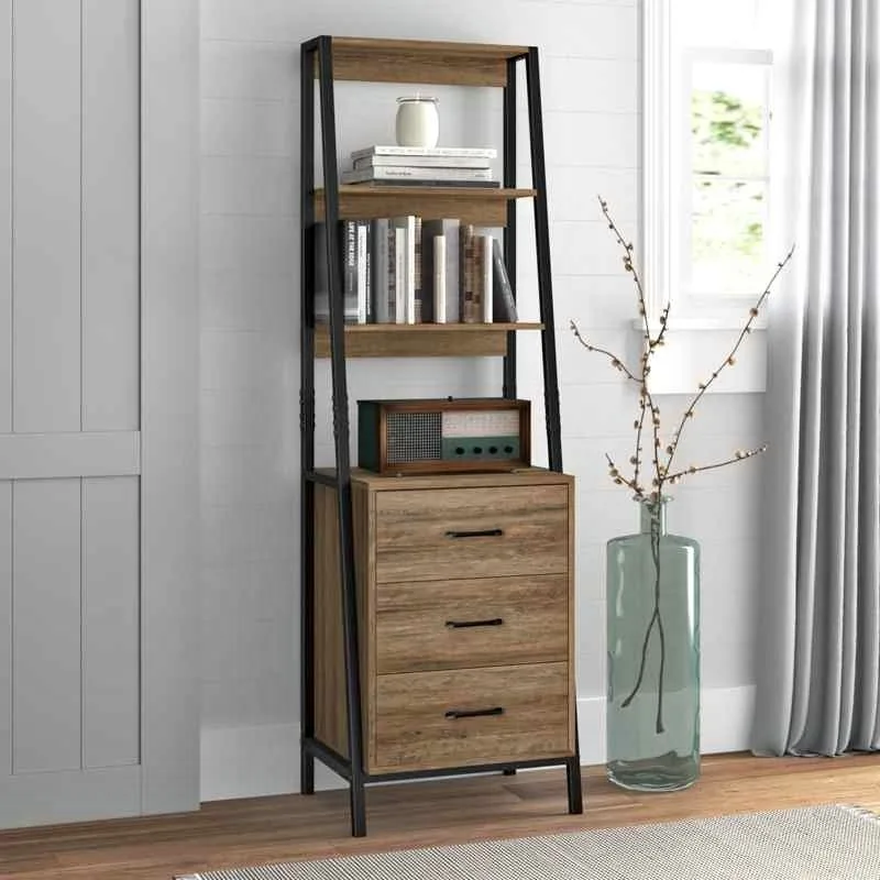 68.9" H 3-Shelf 3-Wooden Drawer Etagere Bookcase