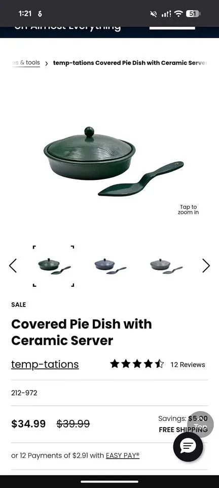 Brand New Temp-tations Pie Dish - Woodland Emerald