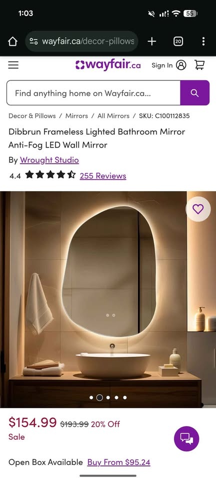 Dibbrun LED Anti-Fog Bathroom Mirror - New in Box! - photo 3